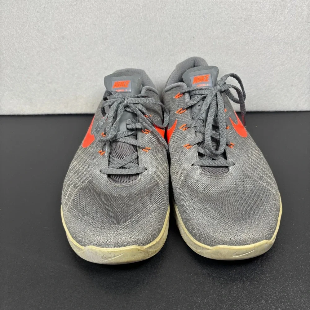 Nike Mens Metcon 3 Training Shoes Gray Orange 852928-007 Mens 10.5 Crossfit